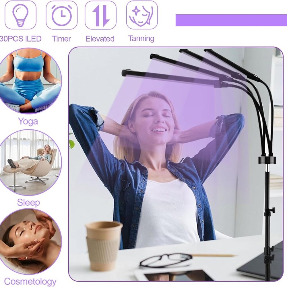 Tanning Lamp for Home Use with Adjustable Stand Purple Light for Indoor - Picture 2 of 7